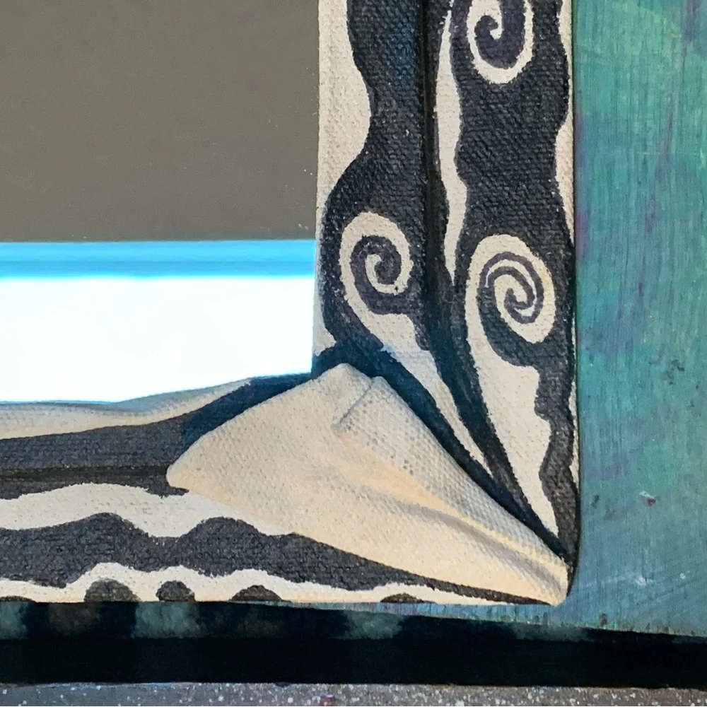 Hand-Painted Black and White Decorative Wall Mirror